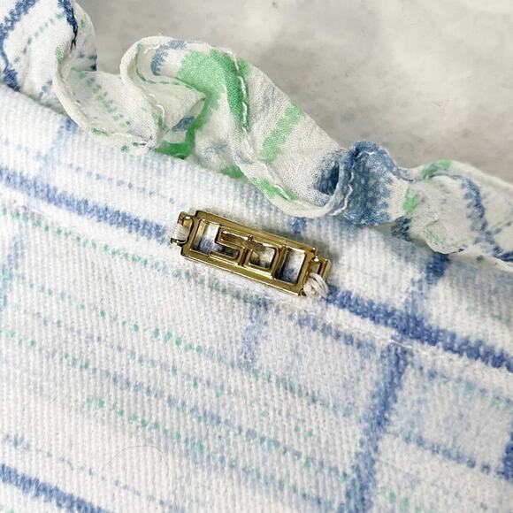 St. John Vintage Ruffle Striped Plaid Ruffle Blazer Jacket Blue Old Money - Picture 12 of 14